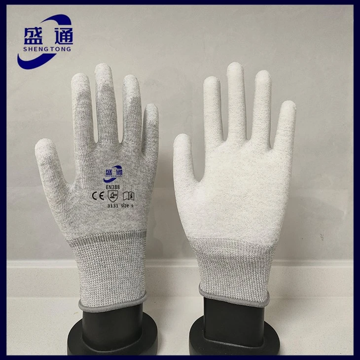 ESD Carbon Fiber PU Palm Coated Gloves suppliers